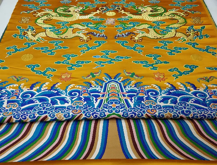 Gold yellow Подвеска дракон халат традиционная китайская куртка Cheongsam материал сценическое украшение прядильная ткань жаккардовая атласная парча ткань - Цвет: Gold yellow