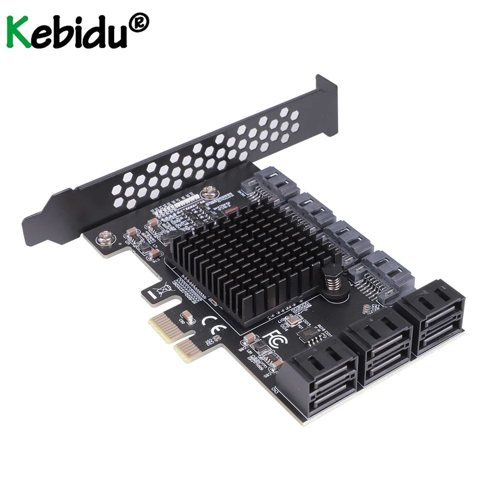 

Плата расширения, 10 портов, PCI E X4 SATA 3, 6 Гбит/с, ASM1166, PCIE SATA карта Чиа, Райзер для майнинга, контроллер PCI Express SATA PCIE на SATA3