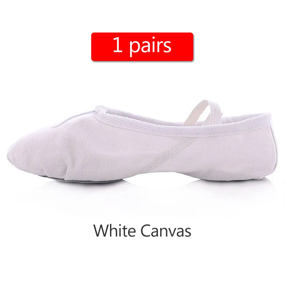 1pair white Canvas ; балетки для девочек; женские парусиновые шлепанцы для йоги и спортзала; Танцевальная обувь для сальсы; женские балетки на плоской подошве; цвет красный, черный; размеры 24-45 - Цвет: 1pair white Canvas