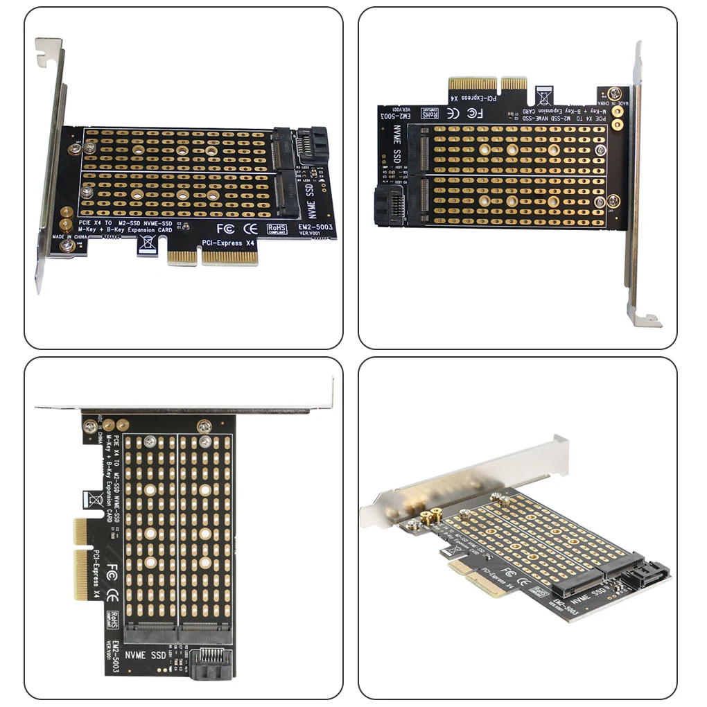 

Add On Cards PCIE to M2/M.2 Adapter SATA M.2 SSD PCIE Adapter NVME/M2 PCIE Adapter SSD M2 to SATA PCI-E Card M Key +B Key