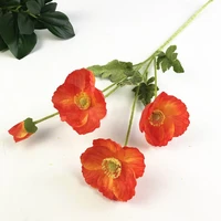 5pcs artificial flower bouquets orange red color artificial corn poppy flowers bouquetspapaver rhoeascoquelicot bunches