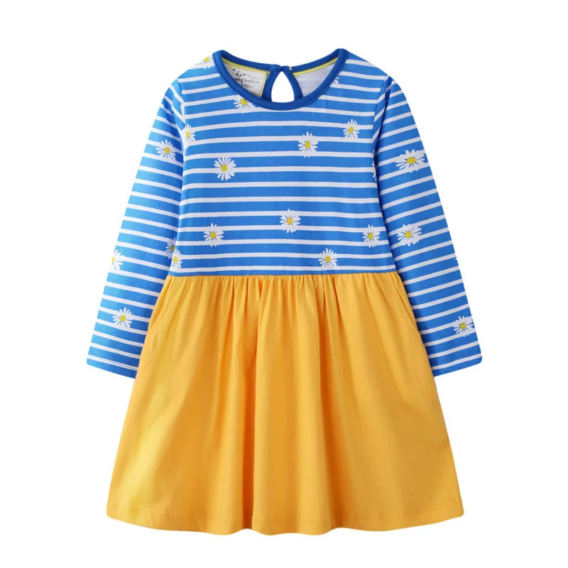 

Chrismas Girls Dress Baby Spring Autumn Long Sleeve Cartoon Cotton with Flower Printed