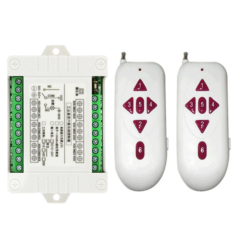 

Universal DC12V 24V 6CH Wireless Smart Remote Control Switch Receiver Module and RF Transmitter For Light Garage Door Opener