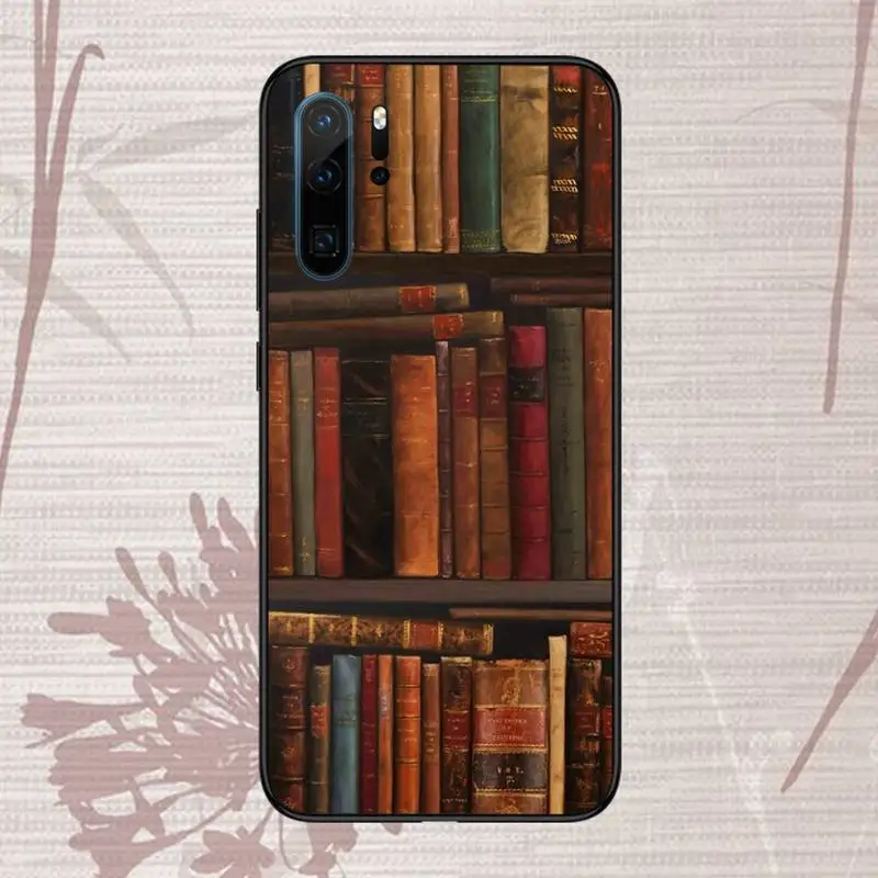 

Retro Book Shelf Phone Case For Huawei P20 P30 P40 lite Pro P Smart 2019 Mate 10 20 Lite Pro Nova 5t