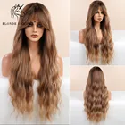 Парик из синтетических темно-каштановых волос Блонд Единорог длинные волнистые с челкой термостойкие волоконные парики для белых и черных женщин для косплея на каждый день