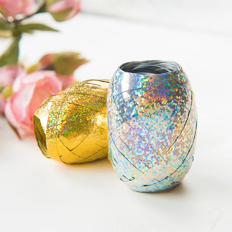 

10m/roll Golden Laser Ribbons Balloons Decoration Supplies Holiday Birthday Party Wedding Decorations Balloon Tie Ropes
