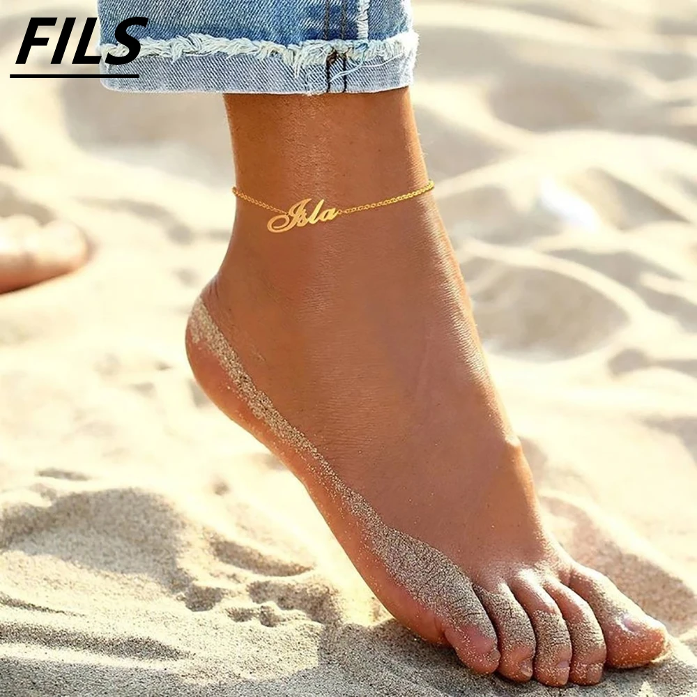 

Fils Custom Name Anklet Stainless Steel Personalize Anklets for Women Beach Jewelry Fashion Bridesmaid Gift tobilleras mujer