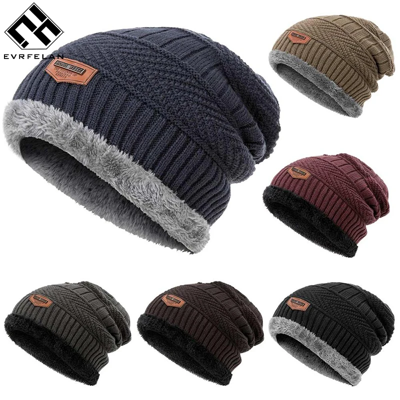 

High Quality Men's Winter Hat Cotton Thicken Winter Warm Beanies hat For Men Fashion Unisex Knitted Hats Bonnet