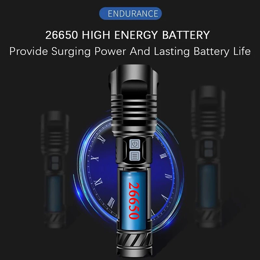 Светодиодный фонарик XHP100 высокой мощности перезаряжаемый фонарь XHP90 с USB