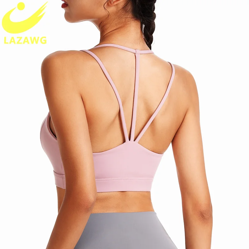 

SEXYWG Sports Bra for Women Gym Plus Size Sexy Back Strappy Sport Bras High Impact Yoga Vest Push Up Workout Sportwear Tops