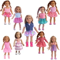 2021 new fashion tops dress suit outfit set clothes for 18 american girl bjd 45cm reborn baby pajamas doll accessories