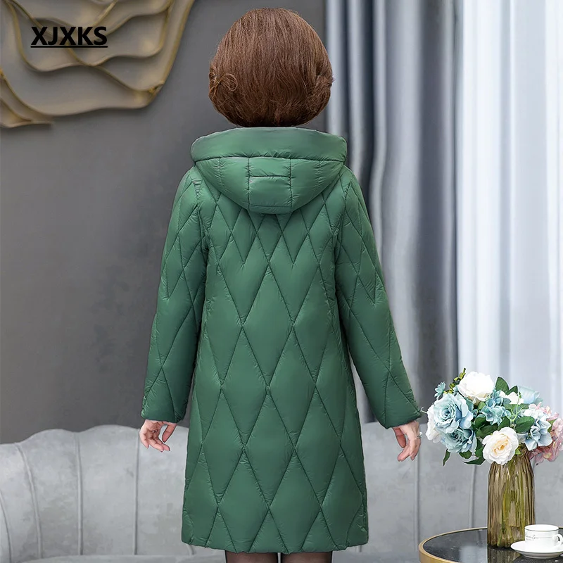 Женское пальто с капюшоном XJXKS теплое и удобное из хлопка Осень-зима 2021 | Женская