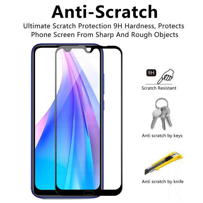 Закаленное стекло с полным покрытием для Xiaomi redmi note 8 pro 8tscreen protector on xiomi Redmi t 8pro