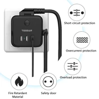 tessan wall outlets cube power strip with 3 ac outlets and 3 usb ports 5v 2 4a 250v with switch multiple socket adapter for home