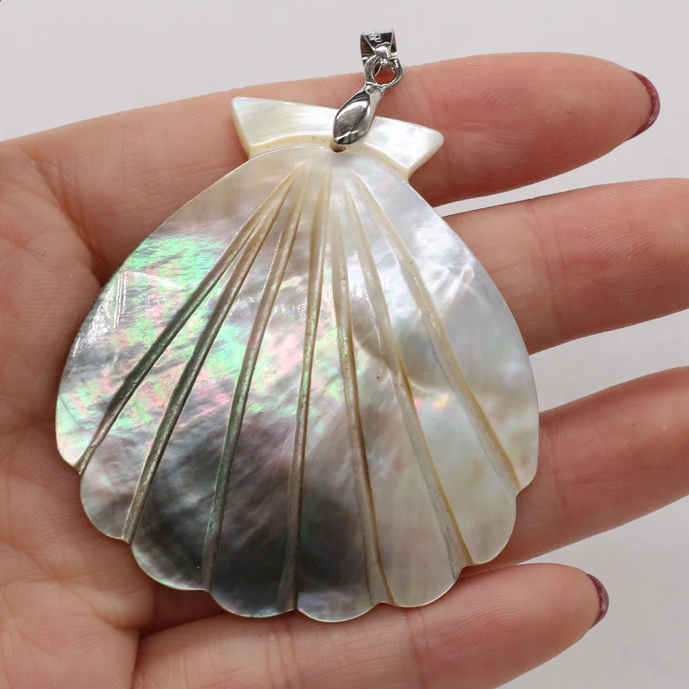 

Natural Stone Shell Pendant Exquisite Sector-Shaped Charms For Jewelry Making Charms DIY Necklace Anklet Accessory