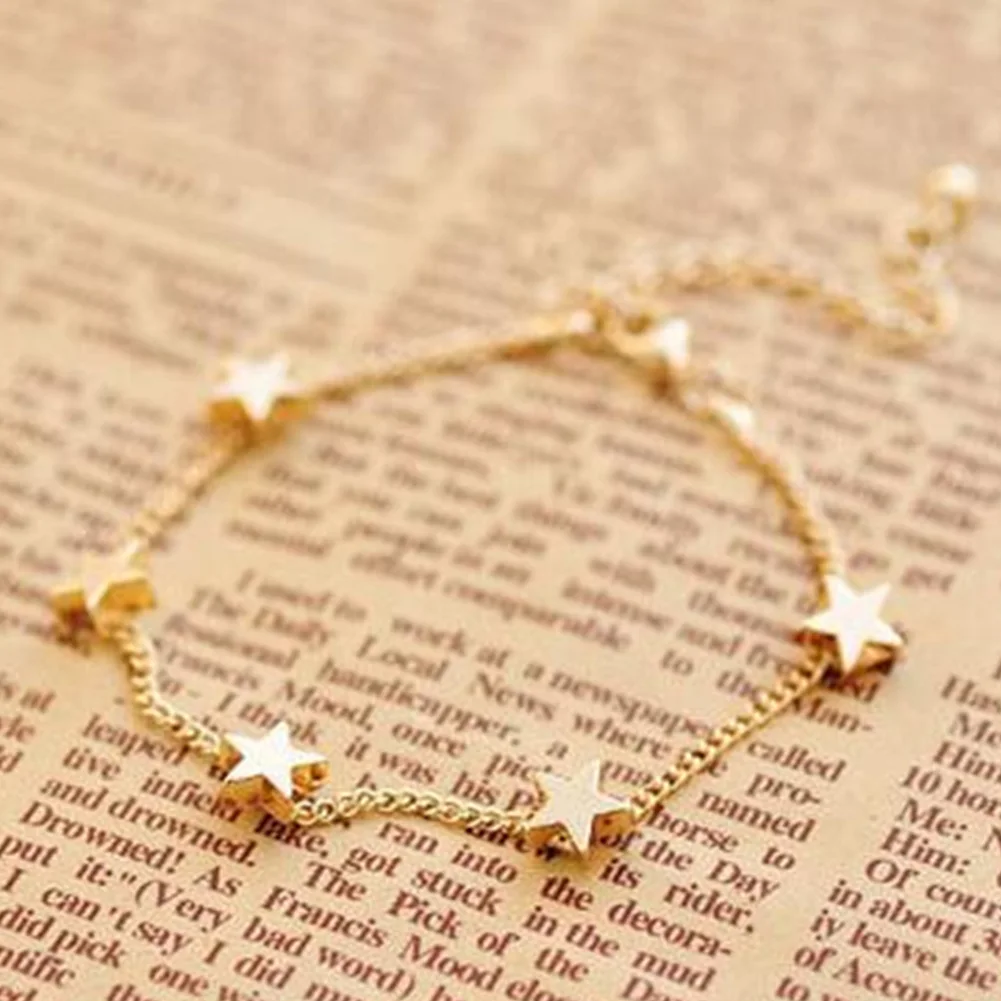 

New Simple Fashion Five-pointed Star Peach Heart Five Love Heart Bracelet Female Korean Version Small Fresh Lady Star Jewelry