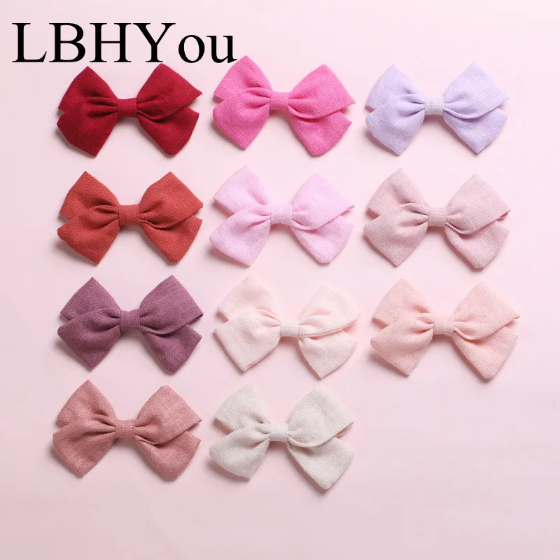 

Bulk Kid Girls Linen Cotton Hairpins Handmade Soild Knotbows Hair Clips Hair Barrettes For Children Hair Accessories