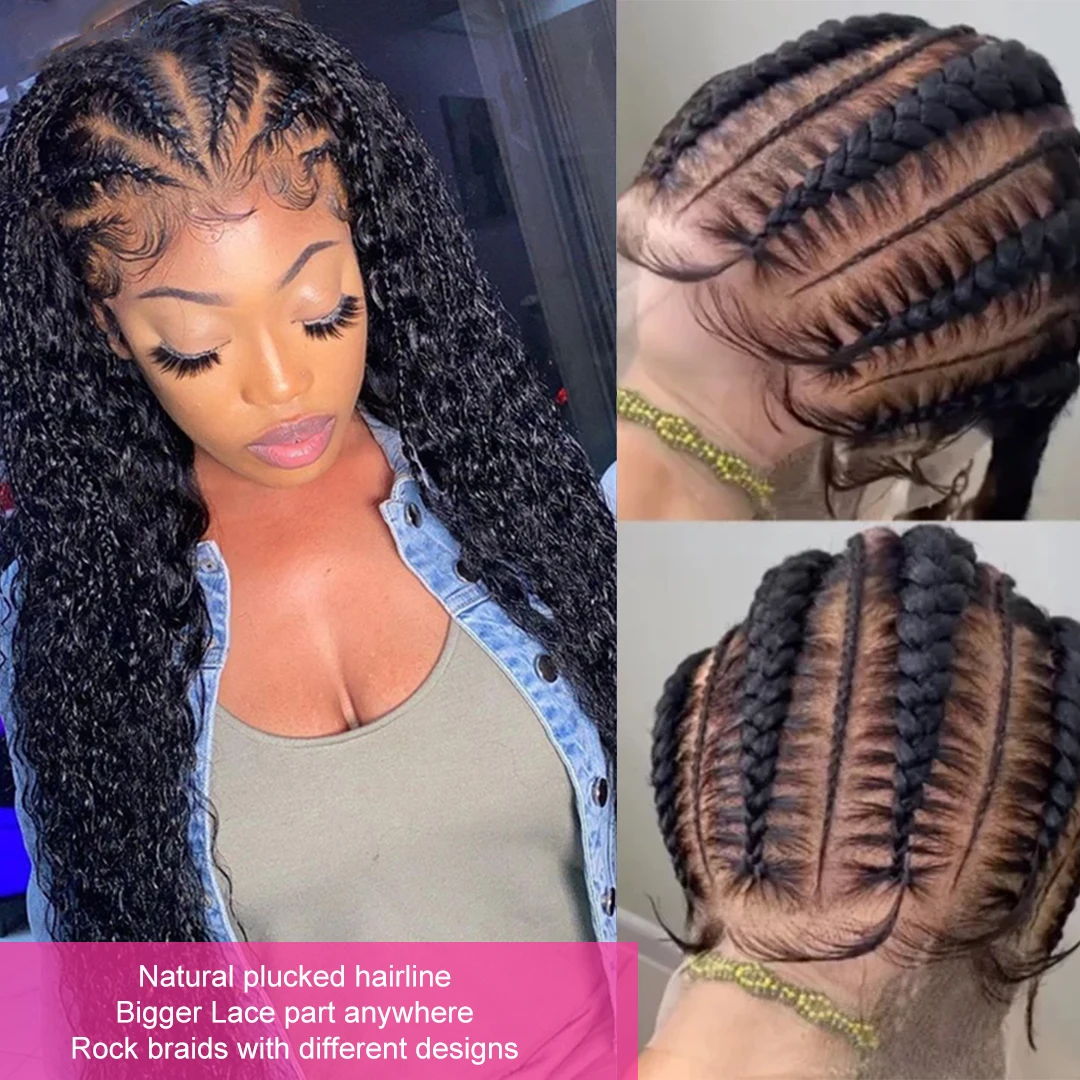 Goddess Braids 13x4 HD Lace Frontal Wig Braided Half Up Down Hair Black Women 250 Density Hairstyles | Шиньоны и парики