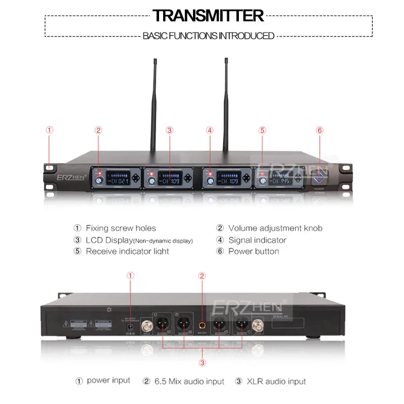 Система беспроводного монитора In Ear UHF профессиональная система для записи
