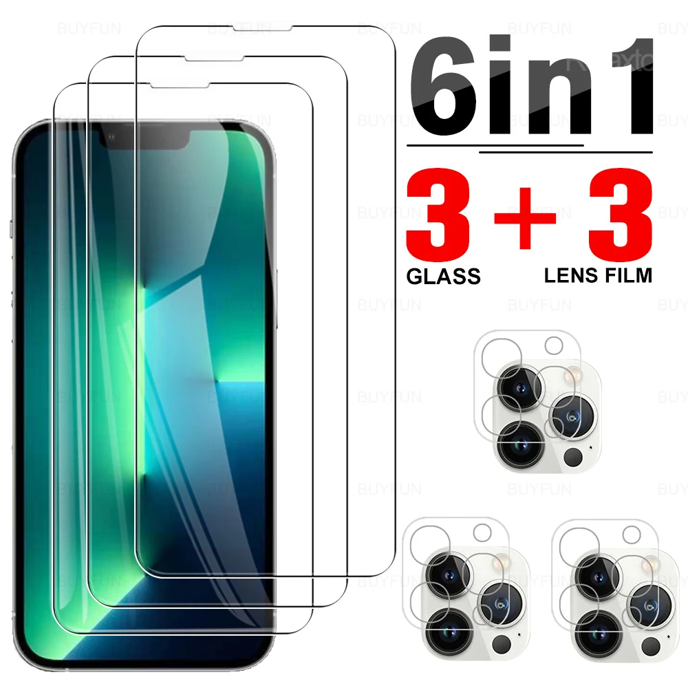 

6in1 Protective Glass For iPhone 13 Pro Max Camera Lens Protective Film For iPhone13 Pro Max 13 Mini 13Pro Screen Tempered Glass