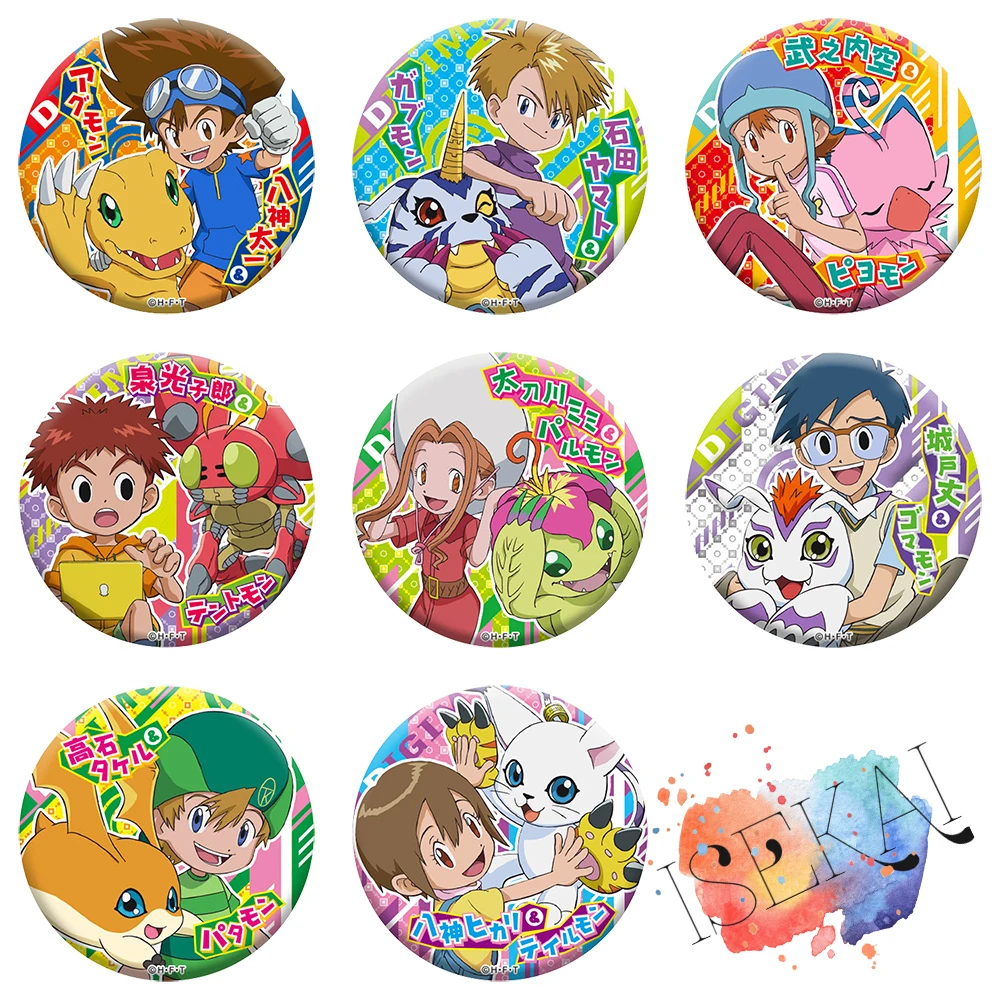 Цифровой аниме металлический значок Taichi Piyomon Agumon Gabumon Gatomon Patamon Palmon Gomamon Tentomon брошь