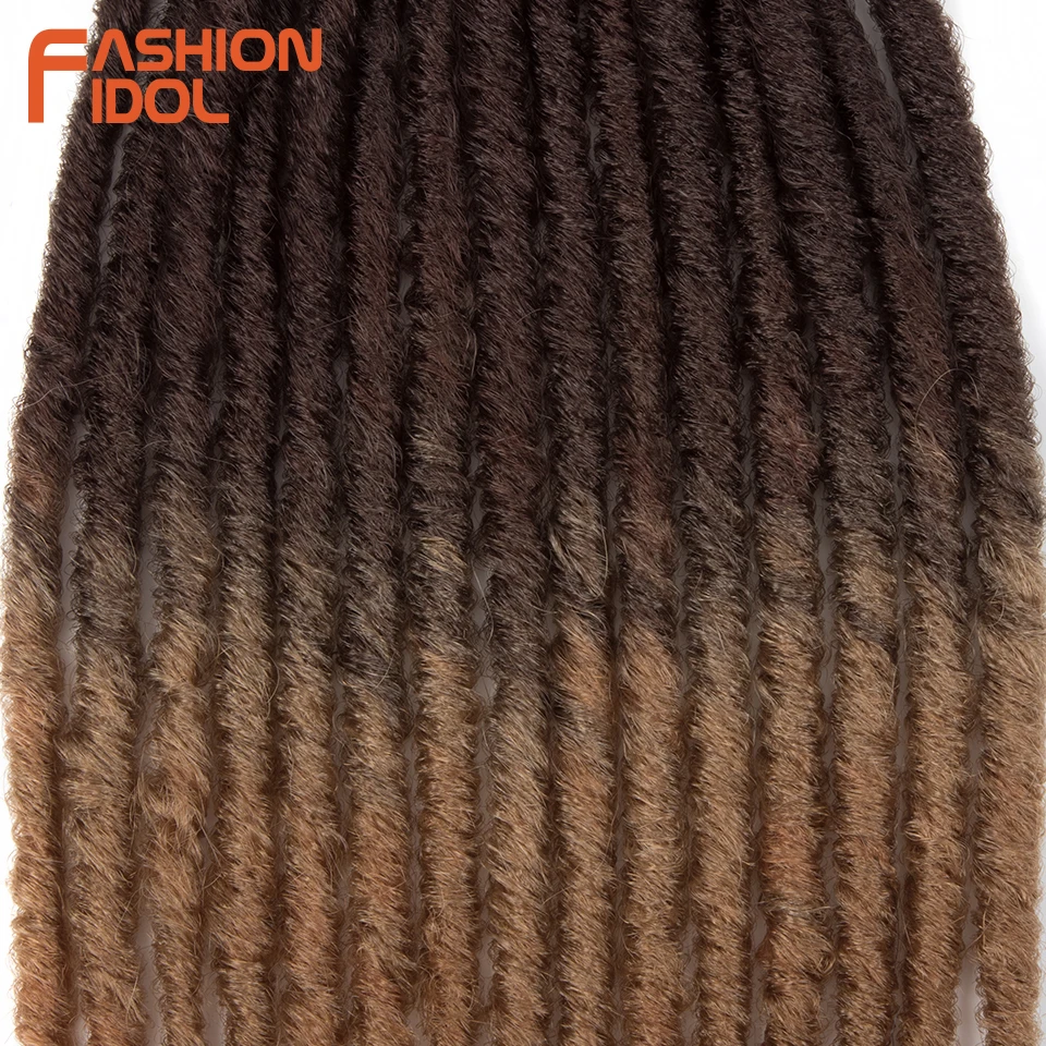 FASHION IDOL Soft Dreadlocks Crochet Braids Hair Synthetic Dread Hairstyle Ombre Brown Faux Locs Braiding Extensions |