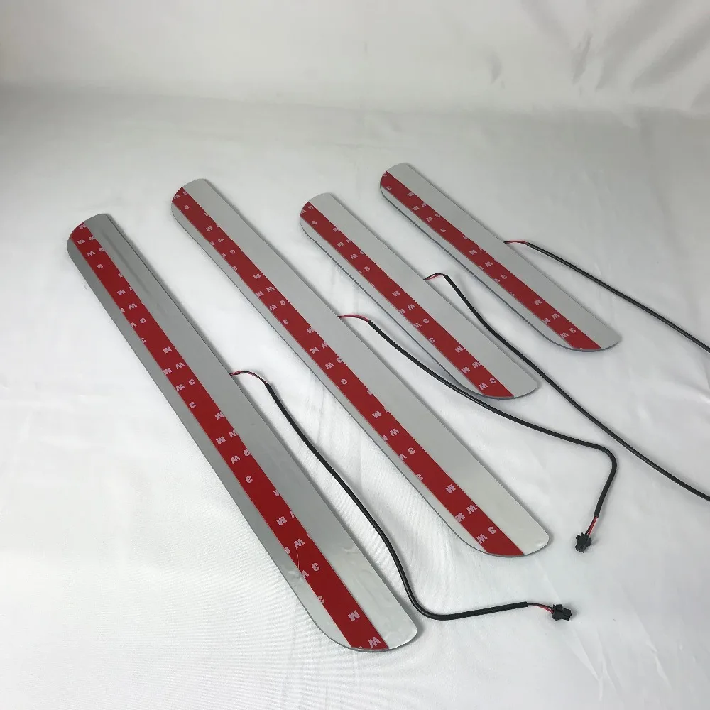 

Infrared sensor control led door sill plate strip welcome light threshold guard protectors for Hyundai Santa Fe