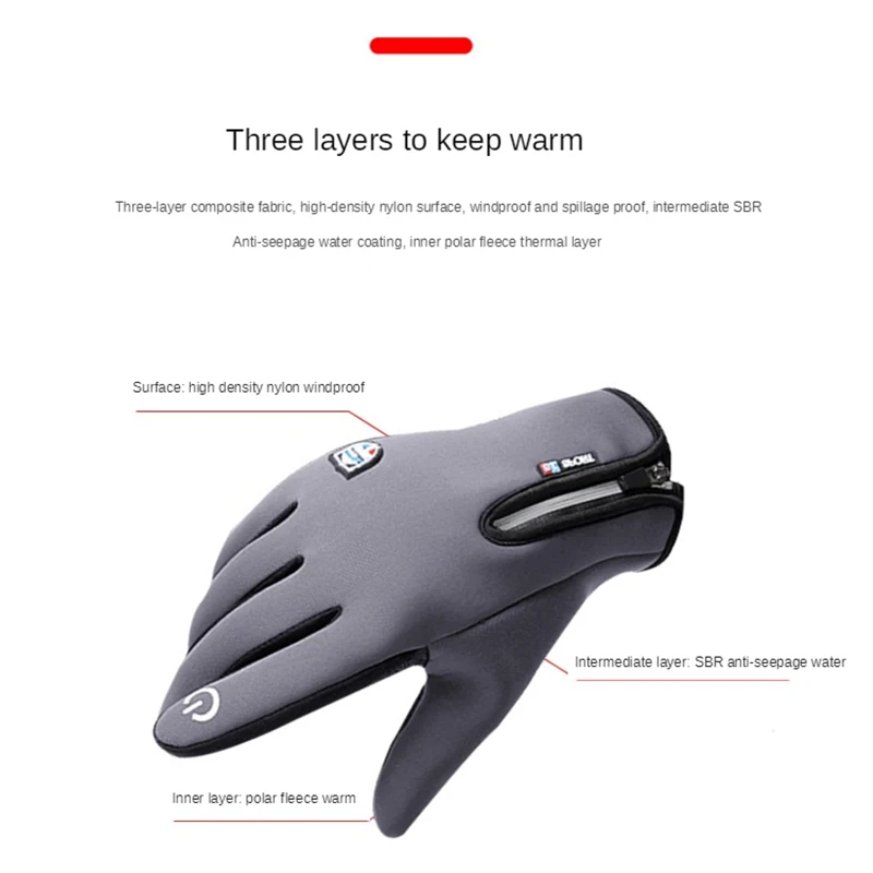 

Men Waterproof Windproof Touch Screen Cycling Gloves Winter Riding Warm Gloves Outdoor Antiskid Running Hiking Sport Mittens