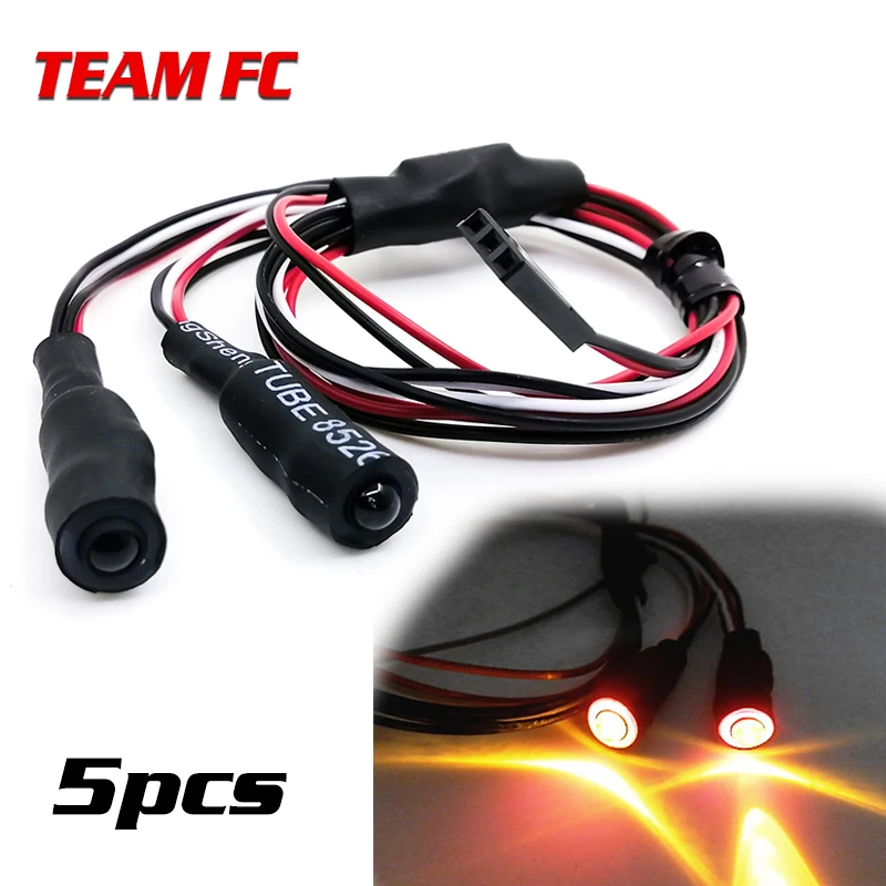 

5pcs 5mm Angel & Demon Eyes 2Leds LED Headlight Back Light For 1/10 RC Car Red+White Green+White Orange+White with switch