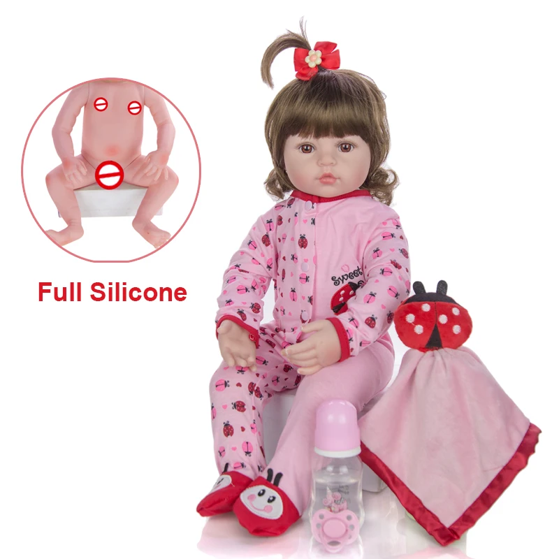 DollMai 18 &quotполный силиконовый винил Reborn Baby куклы для детей подарок на день рождения