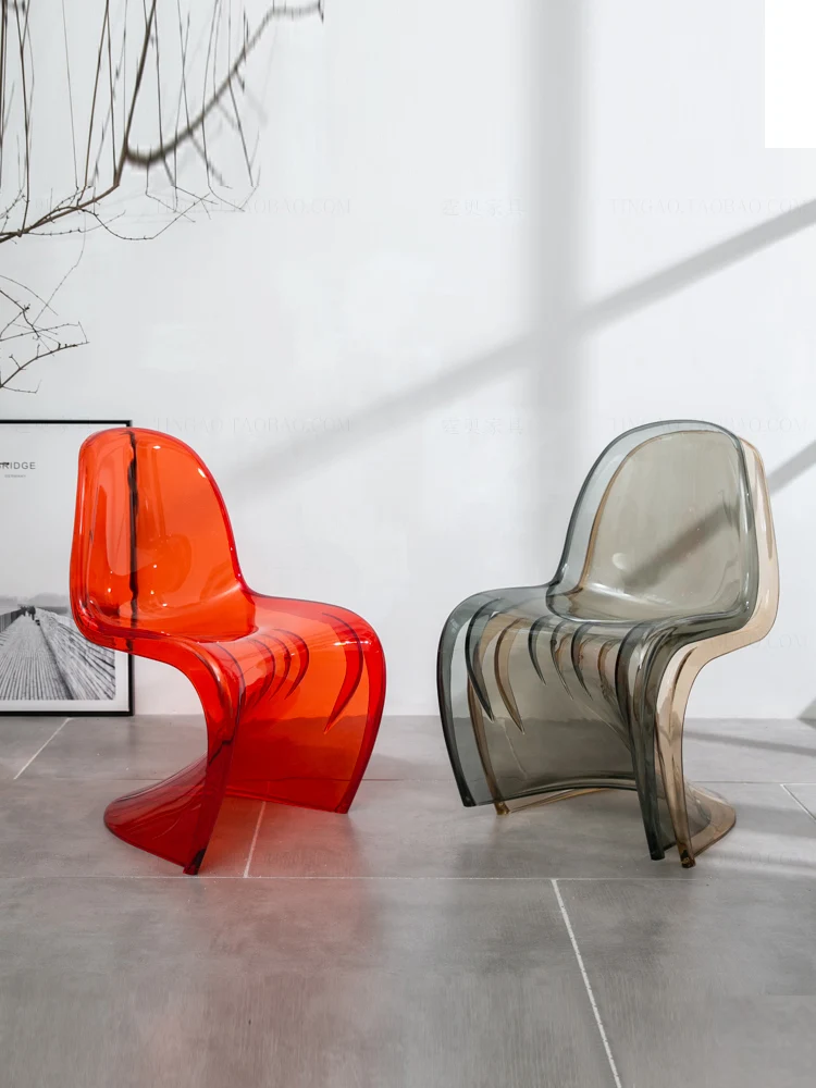 

Modern Transparent Dining Chairs acrylic Creative Design restaurant Furniture luxury plastic Relaxing Waiting Chair S-type seats