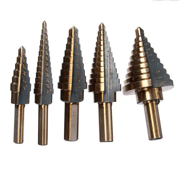

Fixmee 5pcs Triangle Shank Imperial Pagoda Step Drill Set