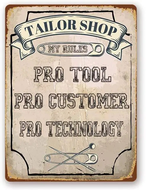 

Retro Metal Sign Tin Decor Tailor Shop Rules !Suitable for Coffee Office Bar Yard Club Home Wall Decoration Vintage Posters
