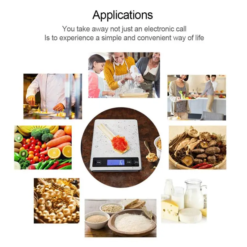 

15kg/1g Stainless Steel Waterproof Precision Digital Electronic Kitchen Food Scale Baking Electronic Scale Rechargeable