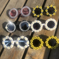 zaolihu cute flower kids sunglasses round colorful diamond bling eyewear 4 10 years children summer handmade sun glasses