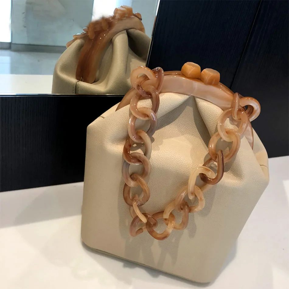 Роскошные женские сумки-ведра с акриловой цепочкой и ручками сумка-тоут