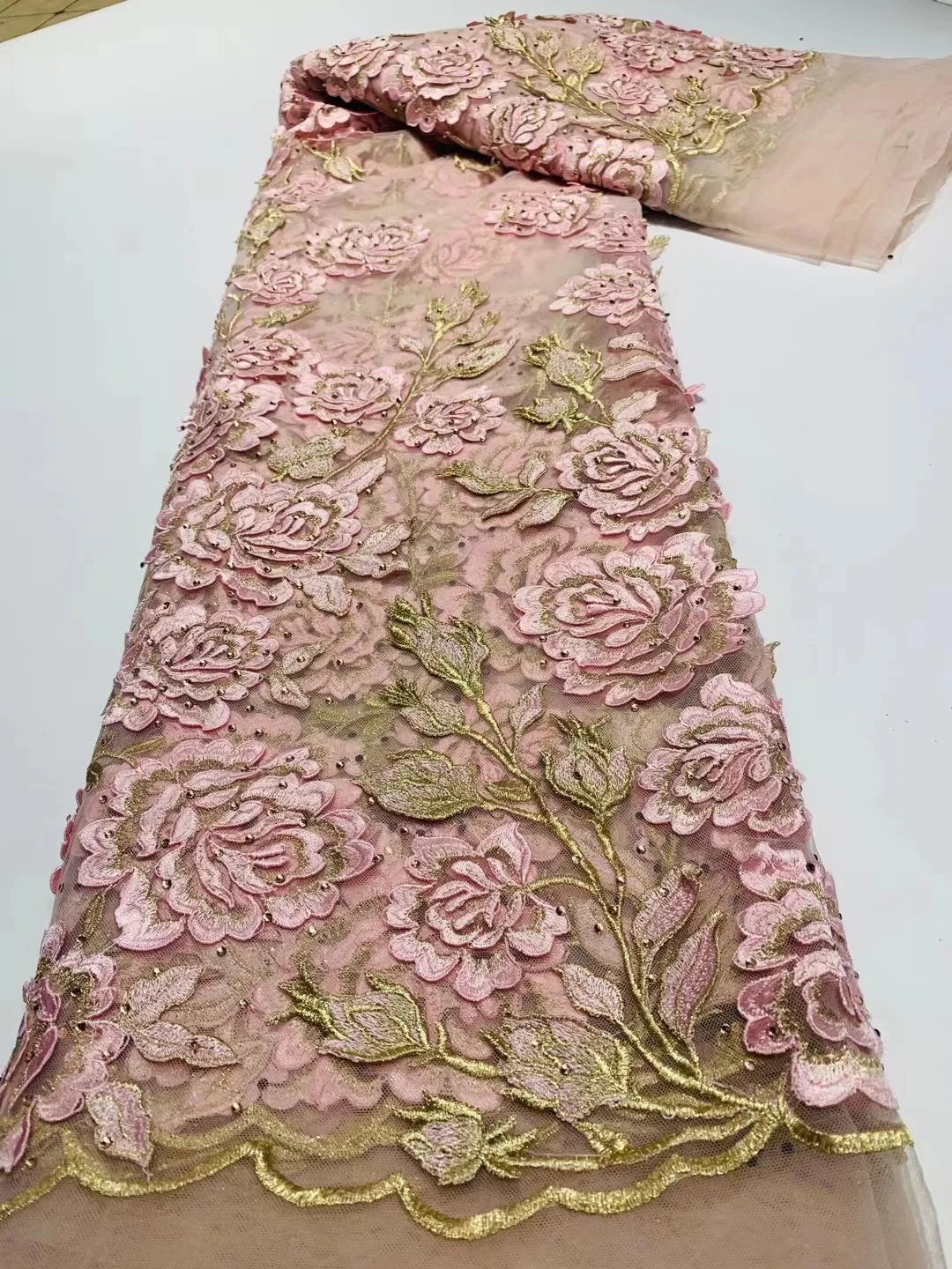 Роскошная Тяжелая кружевная ткань ручной работы французское свадебное платье