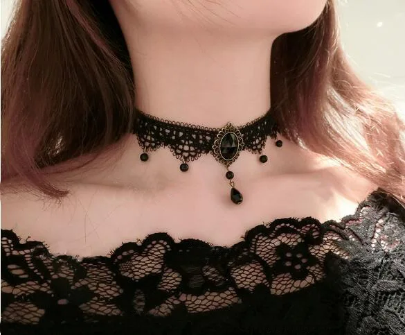 Свадебное Кружевное колье-чокер Gland De Tatouage колье Noir Dentelle колье винтажные женские украшения De Mariage - Окраска металла: C57