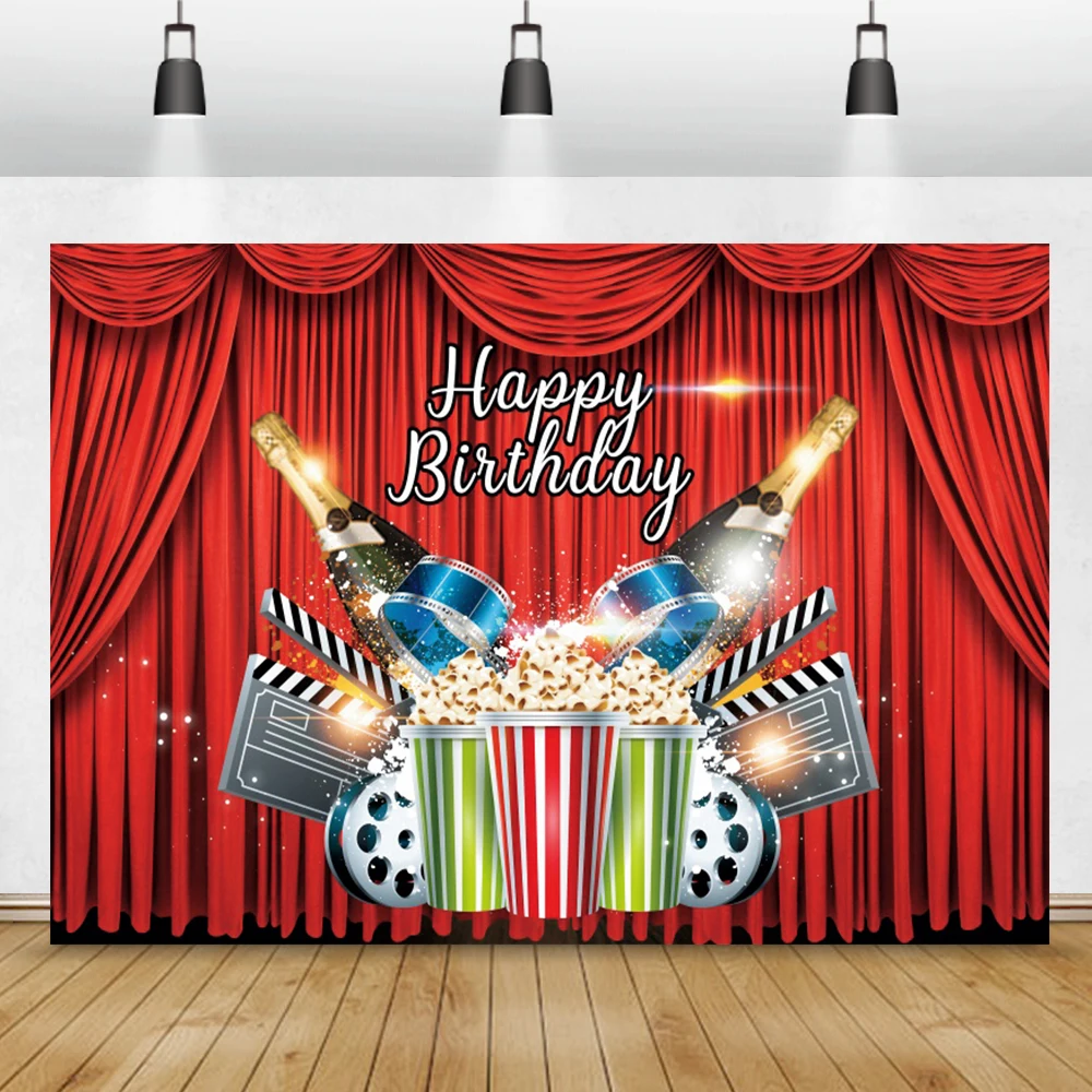 

Фон для фотосъемки с изображением Красной занавески и попкорна