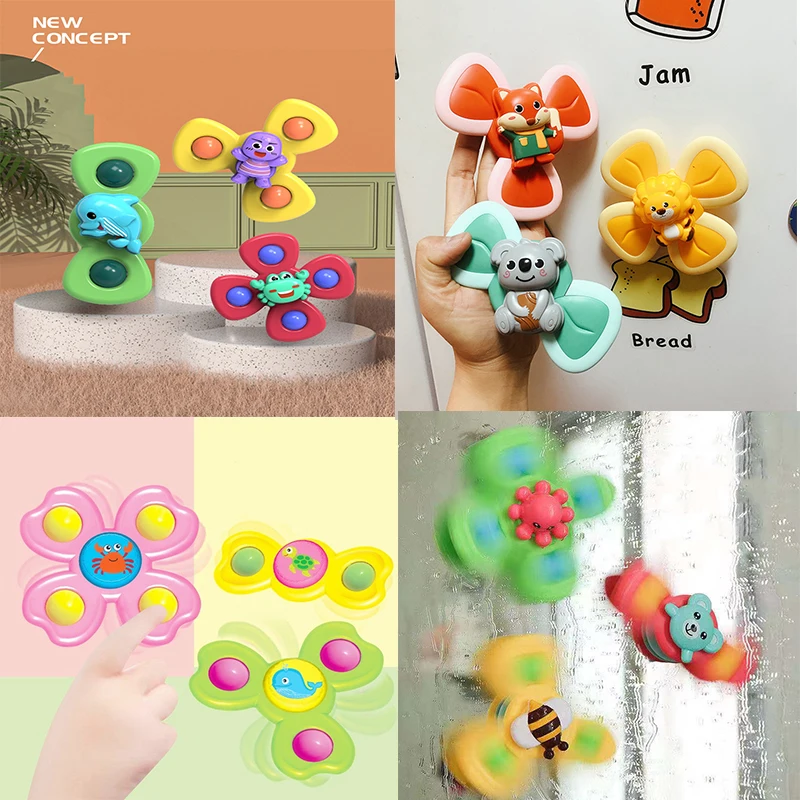 

Cartoon Suction Cup Spinner Toys For Baby Classic Gyroscope Spinning Top Bath Bathroom Travel Rattle Toys Children Birthday Gift