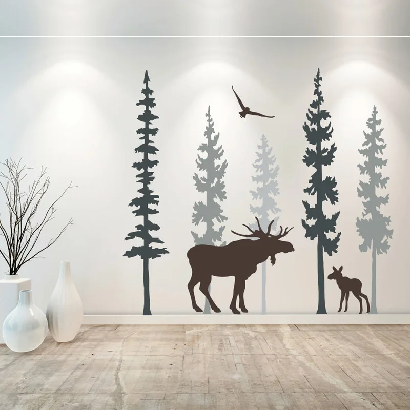 

Moose Wall Decal Nursery Wall Decor - Nursery Wall Vinyl Sticker Adhesive Aesthetic Wallpaper Waterproof Decoration NR71