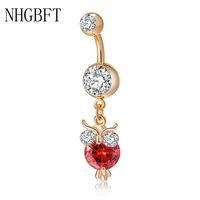 nhgbft cute owl navel piercing women dangle belly button ring sexy body jewelry spiral navel nail