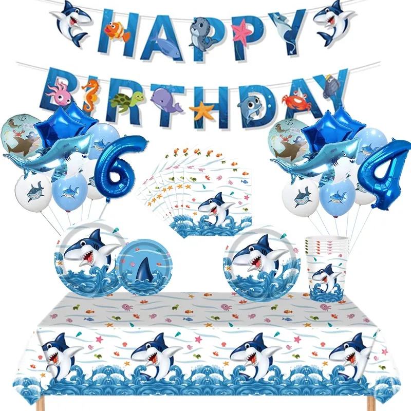 Детский душ для мальчиков синий Акула КИТ товары дня рождения Детские Большие