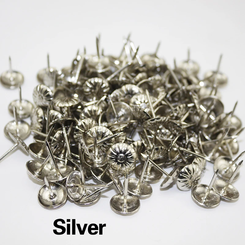Silver 50 шт. бронзовые тактики, антикварные декоративные украшения, Подарочный чехол для вина, коробка, дверной гвоздь для крепежа, фурнитура для дивана, декоративная прихватка - Цвет: Silver