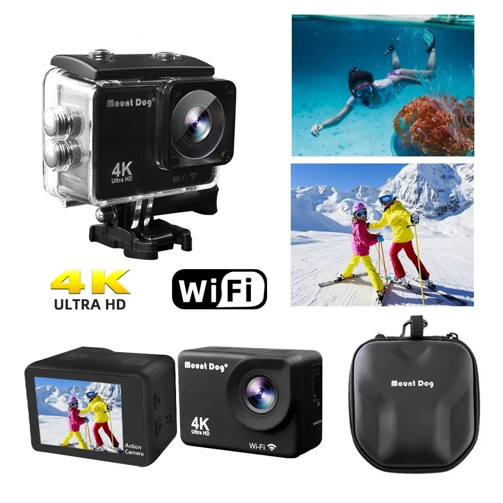 MountDog Go 4K Action Camera Pro Ultra HD WiFi Remote Control Sports Video Cam Recorder DVR Waterproof Case Camera accessories