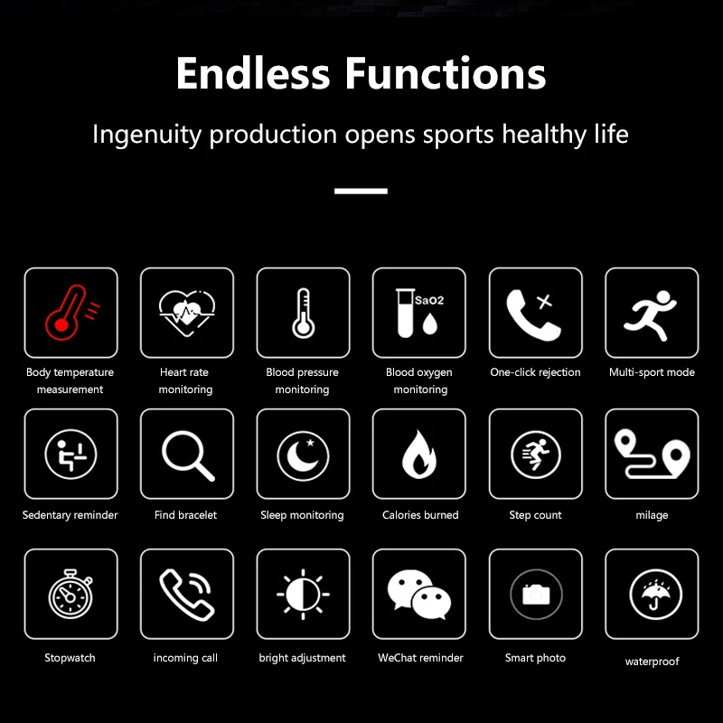 B6 Smart Bracelet with Body Temperature Measurement Heart Rate Sports