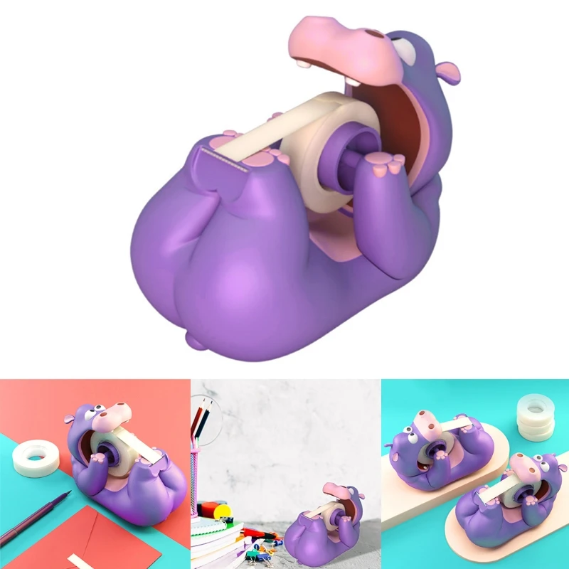 

50LA Creative Hippo Tape Dispenser Desktop Adhesive Cutter Stand Holder Office School