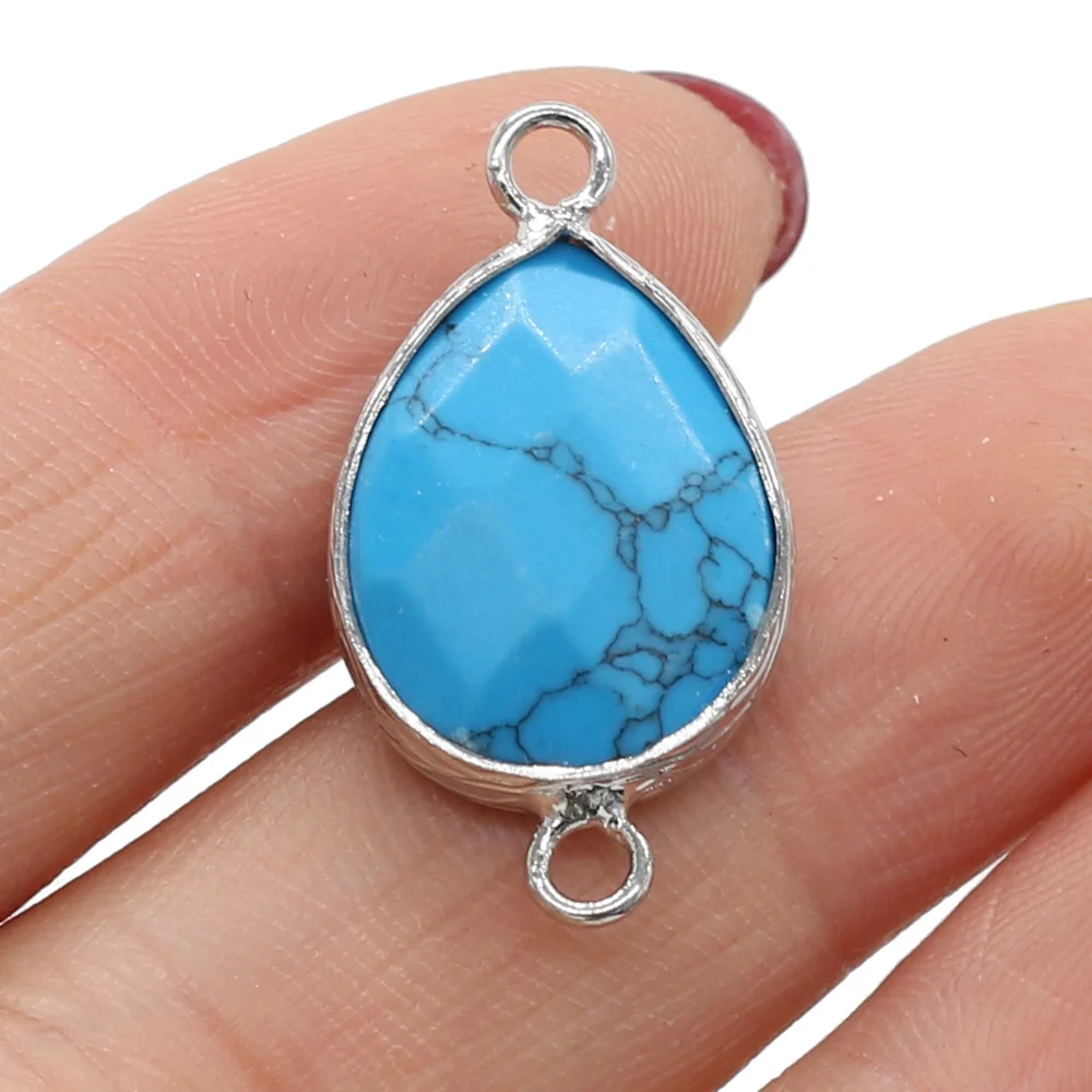 

10Pcs Natural Stone Charms Connector Drop Shape Blue Turquoise Pendants for Jewelry Making DIY Necklace Earring Bracelet 14x27mm