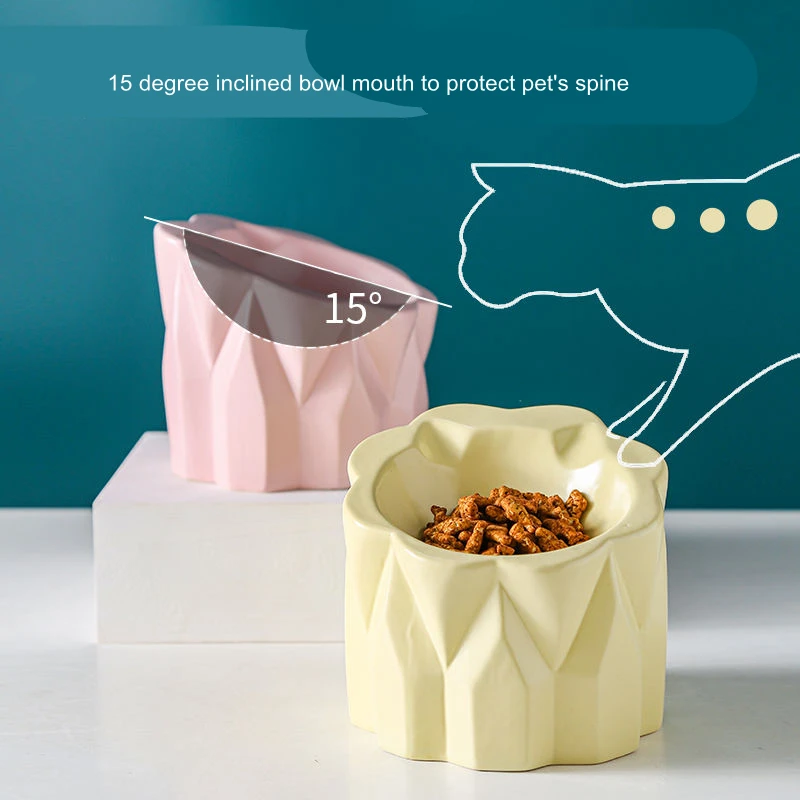 

New Creative Colorful Cat Bowl Single Bowl Eco Friendly Raised Feeders Cat Bowl Ceramic Elevated Ciotola Gatto Pet Food Bowl