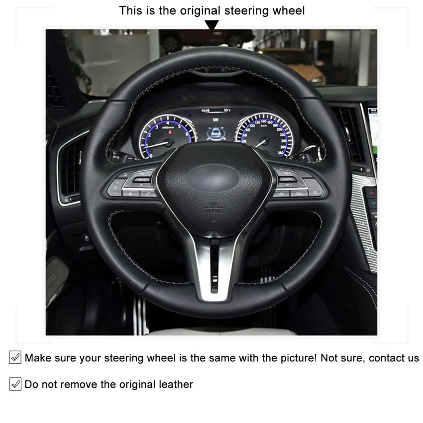 MEWANT черный чехол рулевого колеса автомобиля из натуральной кожи для Infiniti Q50 2018 Q60